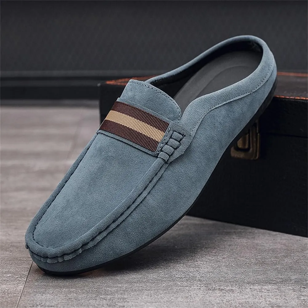 Men's Slippers Summer Breathable Slip-On Loafers Formal Wear Casual Open Back Business Casual Shoes