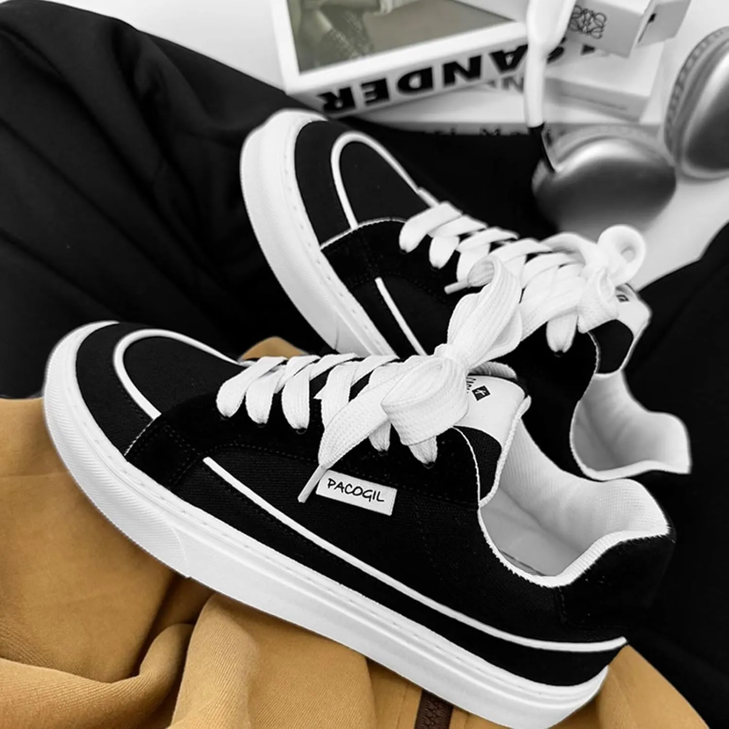 Mens Sneakers Classic Low top Casual Canvas Shoes for Men Teen, Lace Up Comfortable Skate Walking Shoe for Men Lightweight 2025 Popular Fashion Sneakers