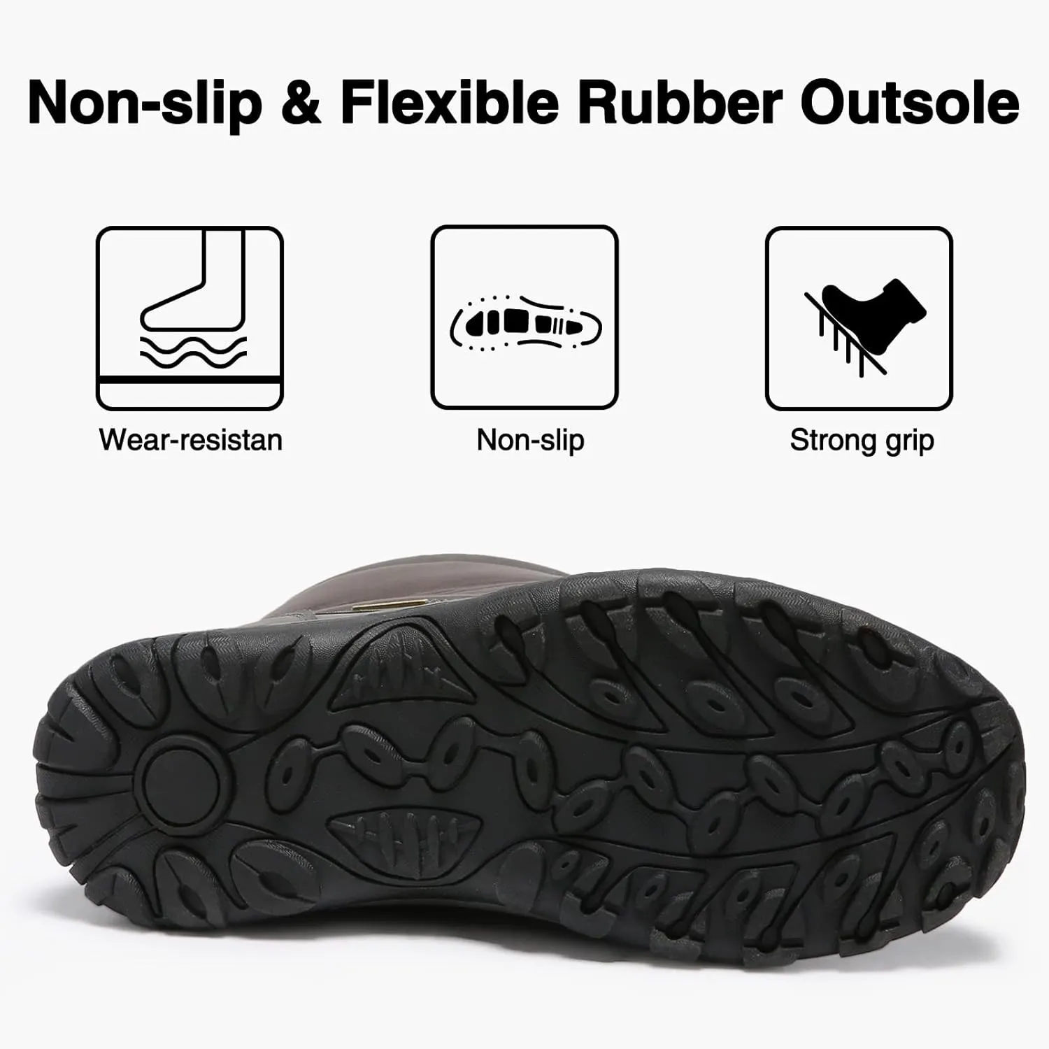 Mens Snow Duck Boots Waterproof Insulated Warm Fur Lined Winter Boots Non Slip Rubber Hiking Boots Casual Outdoor