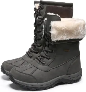 Mens Snow Duck Boots Waterproof Insulated Warm Fur Lined Winter Boots Non Slip Rubber Hiking Boots Casual Outdoor