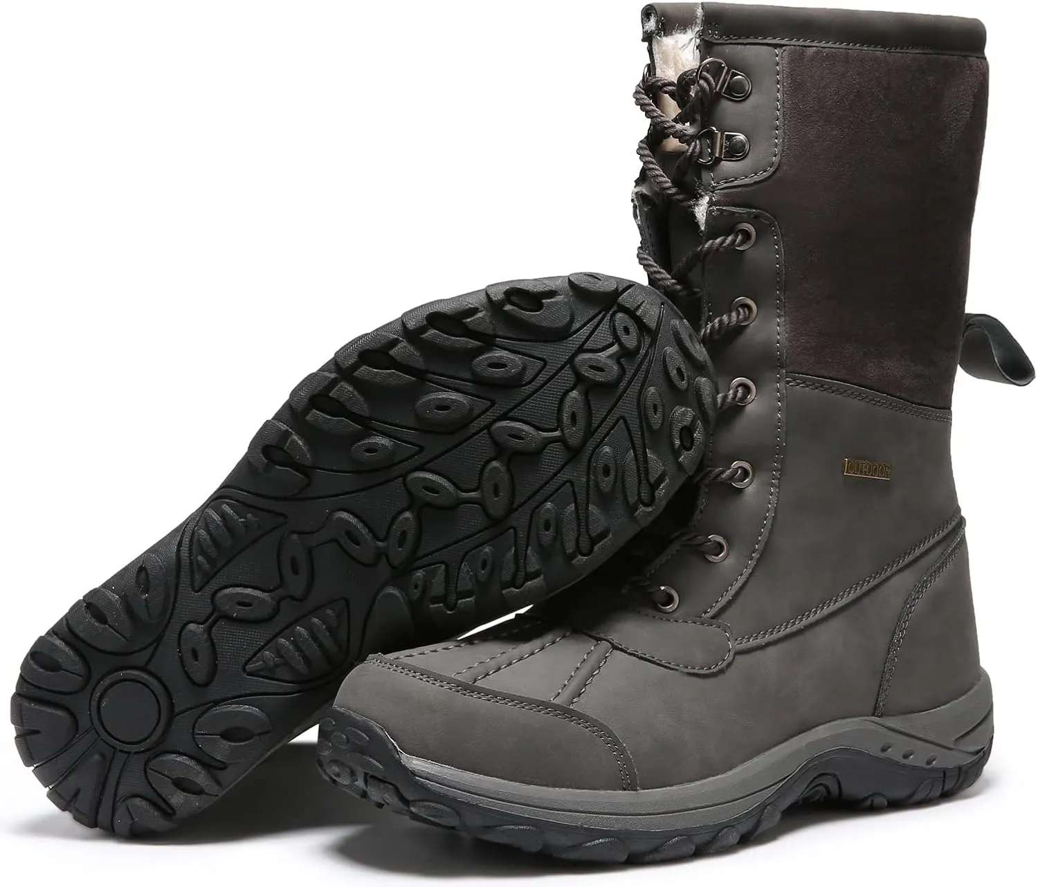 Mens Snow Duck Boots Waterproof Insulated Warm Fur Lined Winter Boots Non Slip Rubber Hiking Boots Casual Outdoor