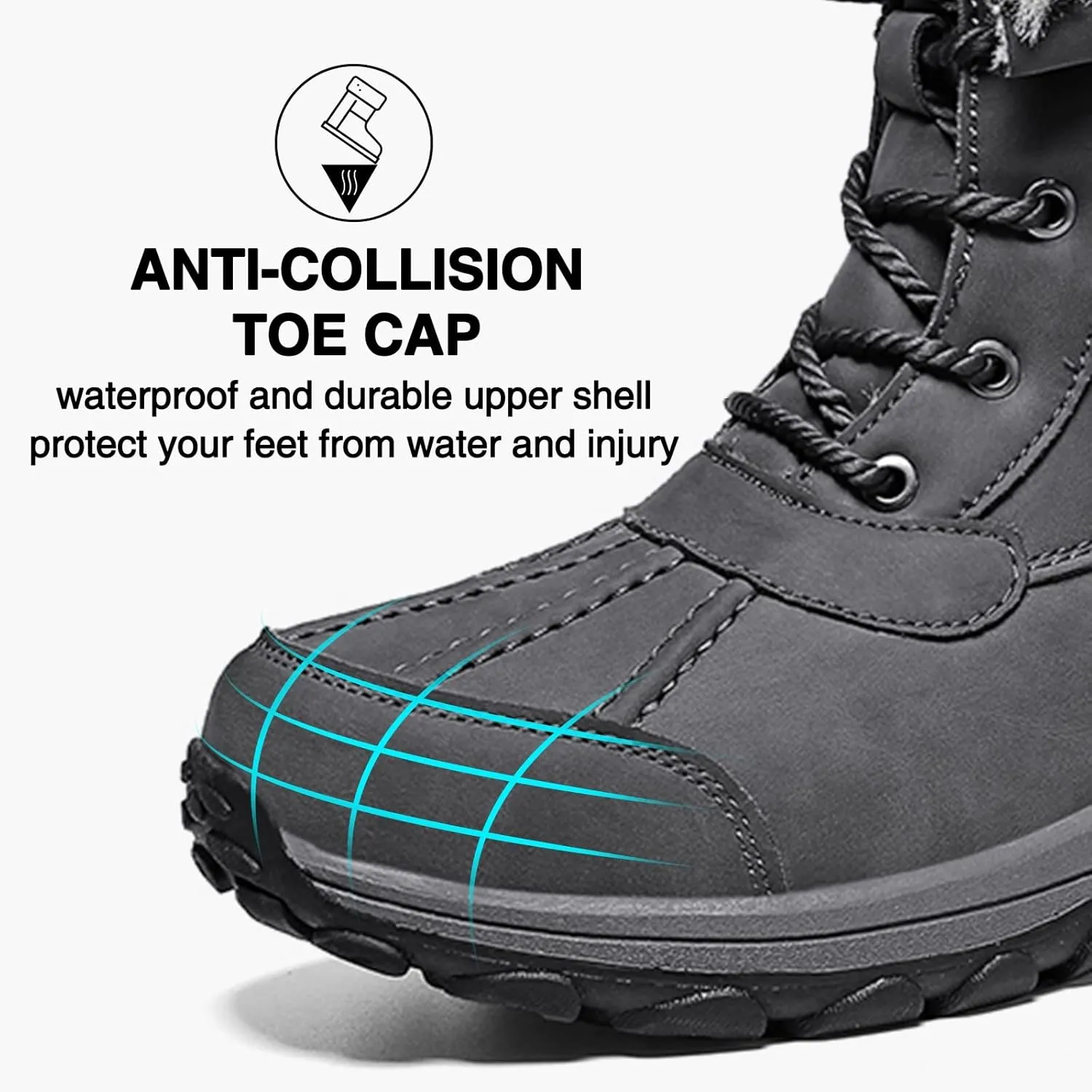 Mens Snow Duck Boots Waterproof Insulated Warm Fur Lined Winter Boots Non Slip Rubber Hiking Boots Casual Outdoor