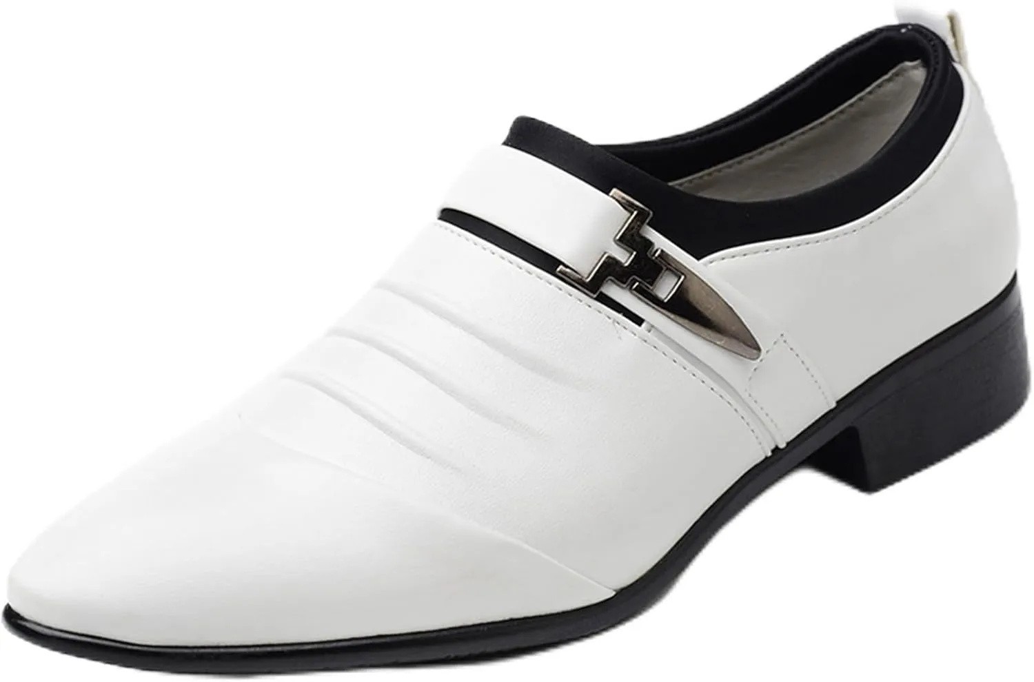 Men's Strap Buckle Slip-on Dress Loafers Shoes Formal Tuxedo Leather Shoes for Male Business Work Office