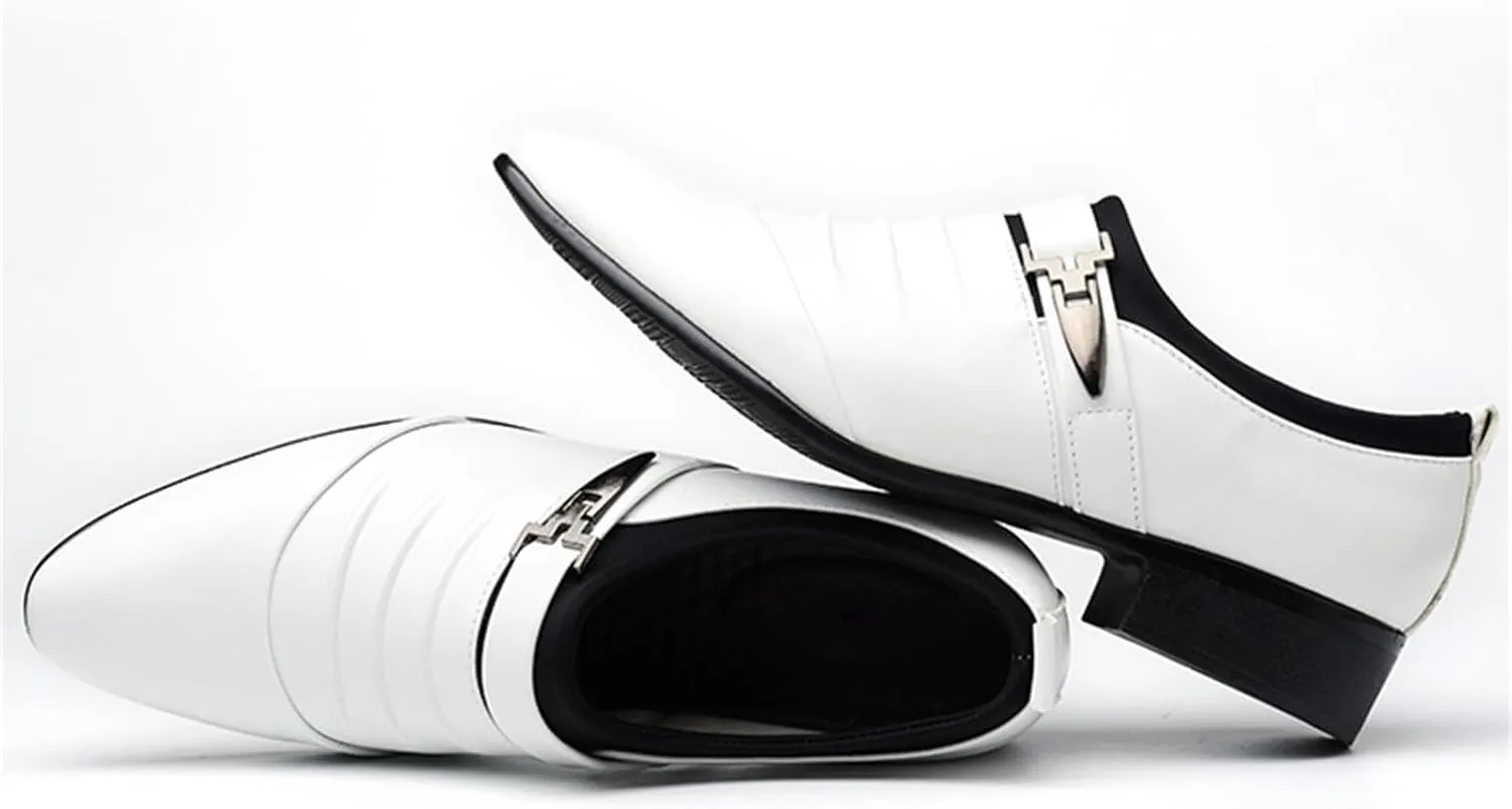 Men's Strap Buckle Slip-on Dress Loafers Shoes Formal Tuxedo Leather Shoes for Male Business Work Office