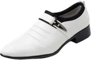 Men's Strap Buckle Slip-on Dress Loafers Shoes Formal Tuxedo Leather Shoes for Male Business Work Office