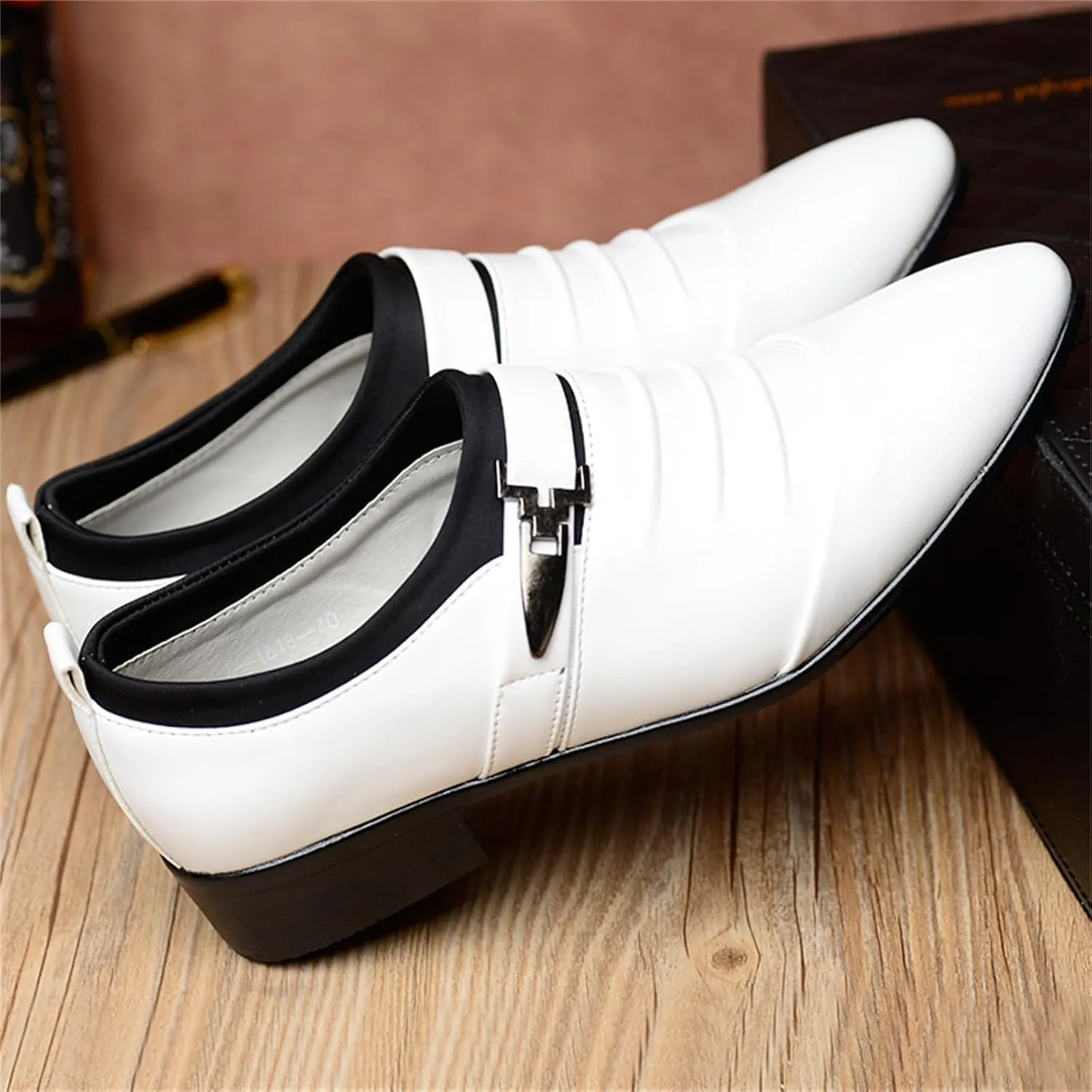 Men's Strap Buckle Slip-on Dress Loafers Shoes Formal Tuxedo Leather Shoes for Male Business Work Office