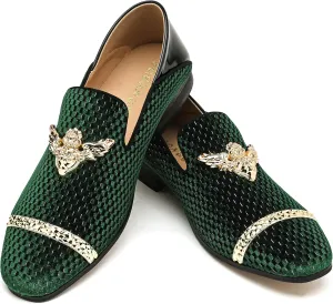 Men's Velvet Loafers Mens Shiny Slip-on Slippers, Classic Formal Wear Fashion Dress Loafer, Penny Party Wedding Dress Shoes for Men