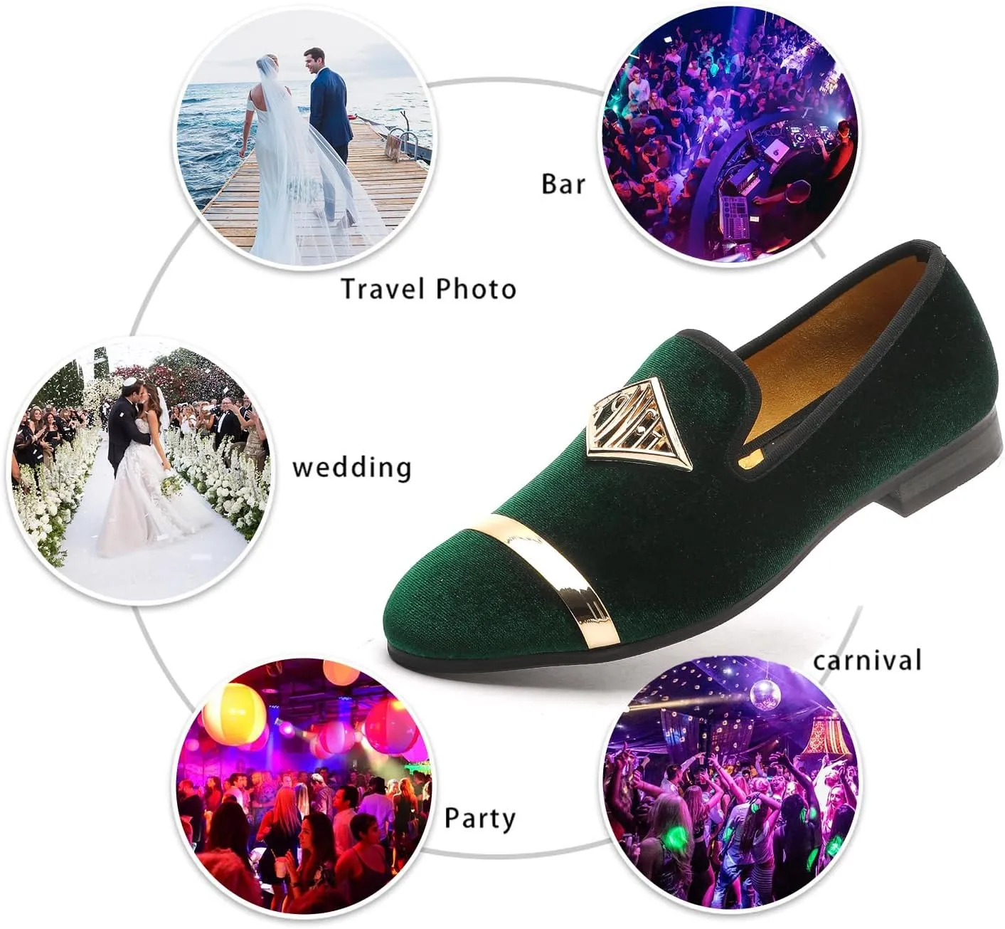 Mens Velvet Loafers Shoes Spiked Dress Shoes with Gold Buckle for Wedding Party Dancing Metallic Slip on Glitter Fashion Prom Shoes