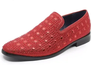 Men's Vintage Studded Rhinestone Designer Classic Smoking Dress Tuxedo Loafers Slip On Shoes SM-11