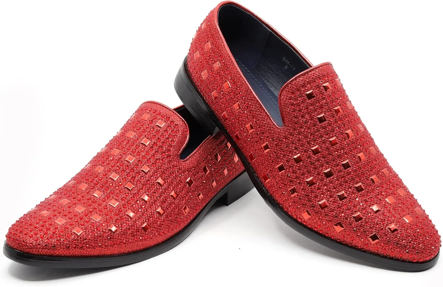 Men's Vintage Studded Rhinestone Designer Classic Smoking Dress Tuxedo Loafers Slip On Shoes SM-11
