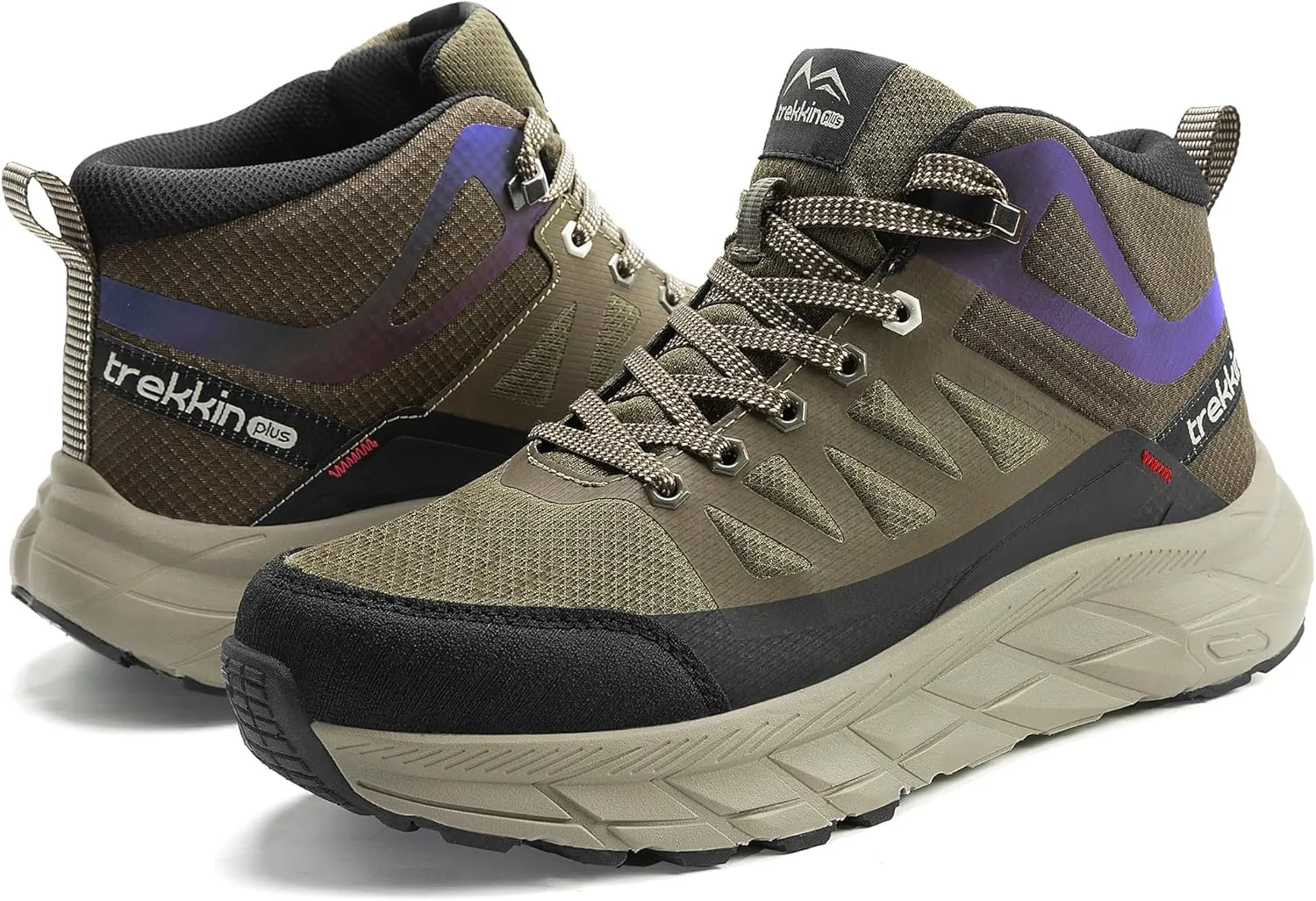 Men's Waterproof Slip Resistant Hiking Boots Outdoor Trail Trekking Camping Casual Walking Hunting Shoes Mountain Travel Mid Ankle Lace up