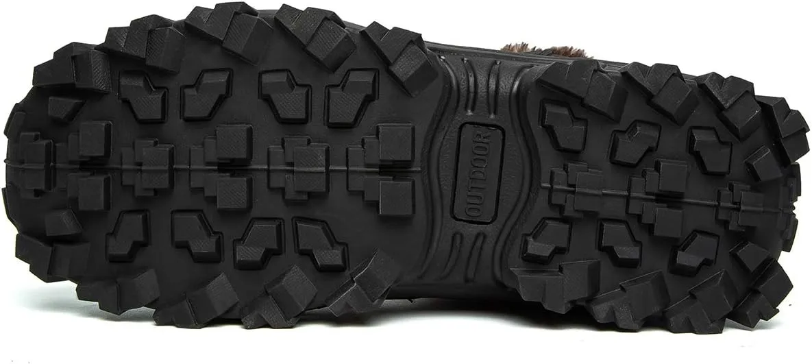 Men's Waterproof Snow Hiking Boots Outdoor Mountaineering Trekking Warm Fur Lined Backpacking Boots