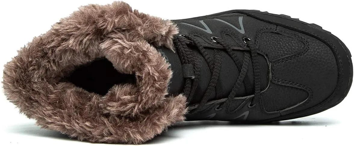 Men's Waterproof Snow Hiking Boots Outdoor Mountaineering Trekking Warm Fur Lined Backpacking Boots