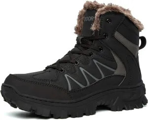 Men's Waterproof Snow Hiking Boots Outdoor Mountaineering Trekking Warm Fur Lined Backpacking Boots