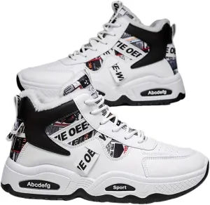 Men's Winter Warm Fleece-Lined Sneakers - Casual Sneakers with Lace-Up Closure, Non-Slip PVC Sole for Outdoor Activities