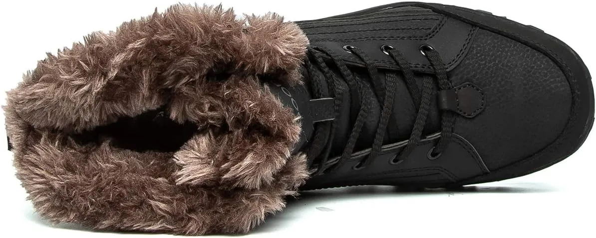 Men's Winter Waterproof Snow Hiking Boots Hiker Mid Backpacking Boots Warm Fur Lined