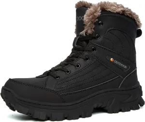 Men's Winter Waterproof Snow Hiking Boots Hiker Mid Backpacking Boots Warm Fur Lined