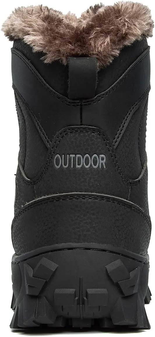 Men's Winter Waterproof Snow Hiking Boots Hiker Mid Backpacking Boots Warm Fur Lined