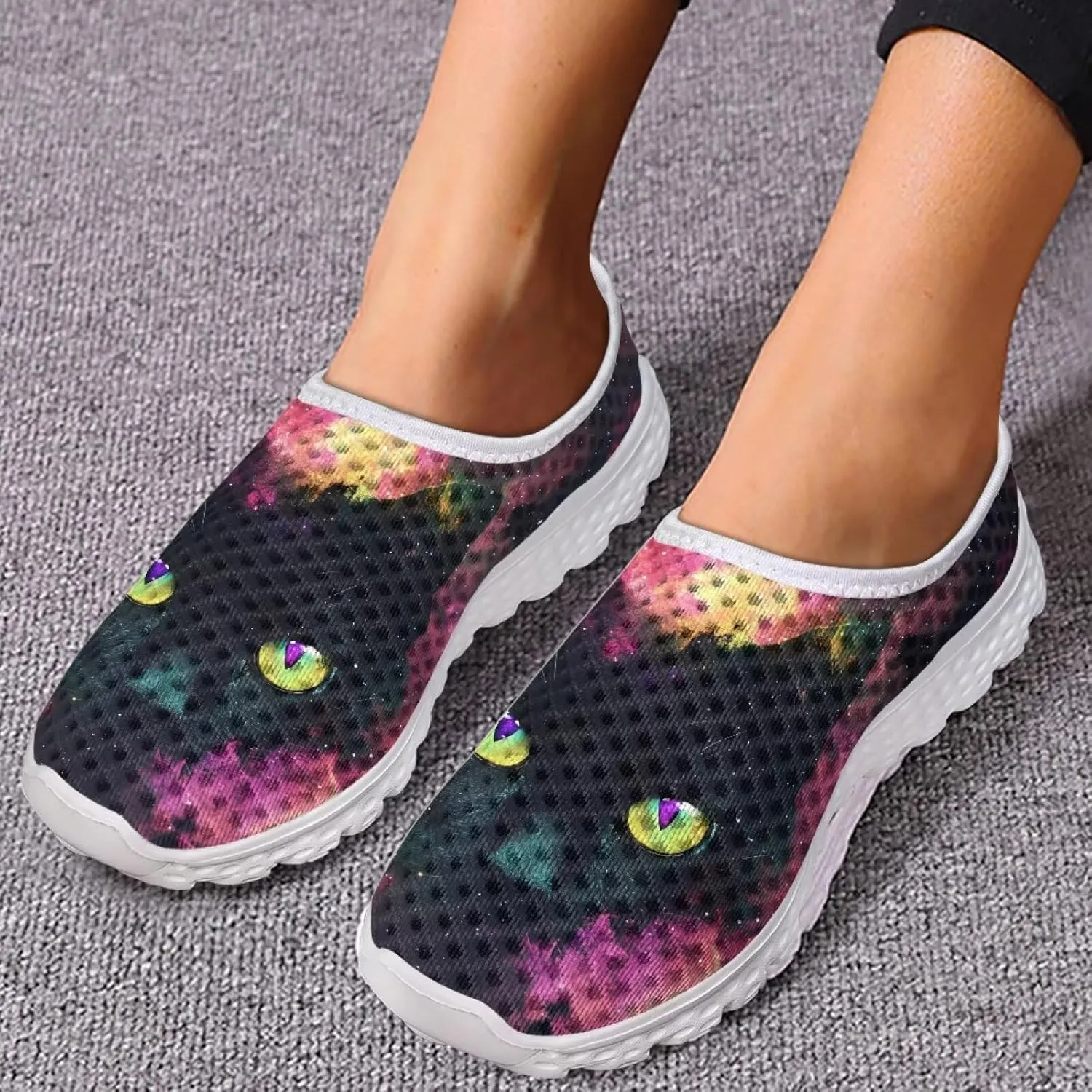 Mesh Slip on Shoes for Women: Casual Walking Shoe Non Slip Comfort Fashion Tennis Shoes Lightweight Sneaker for Work