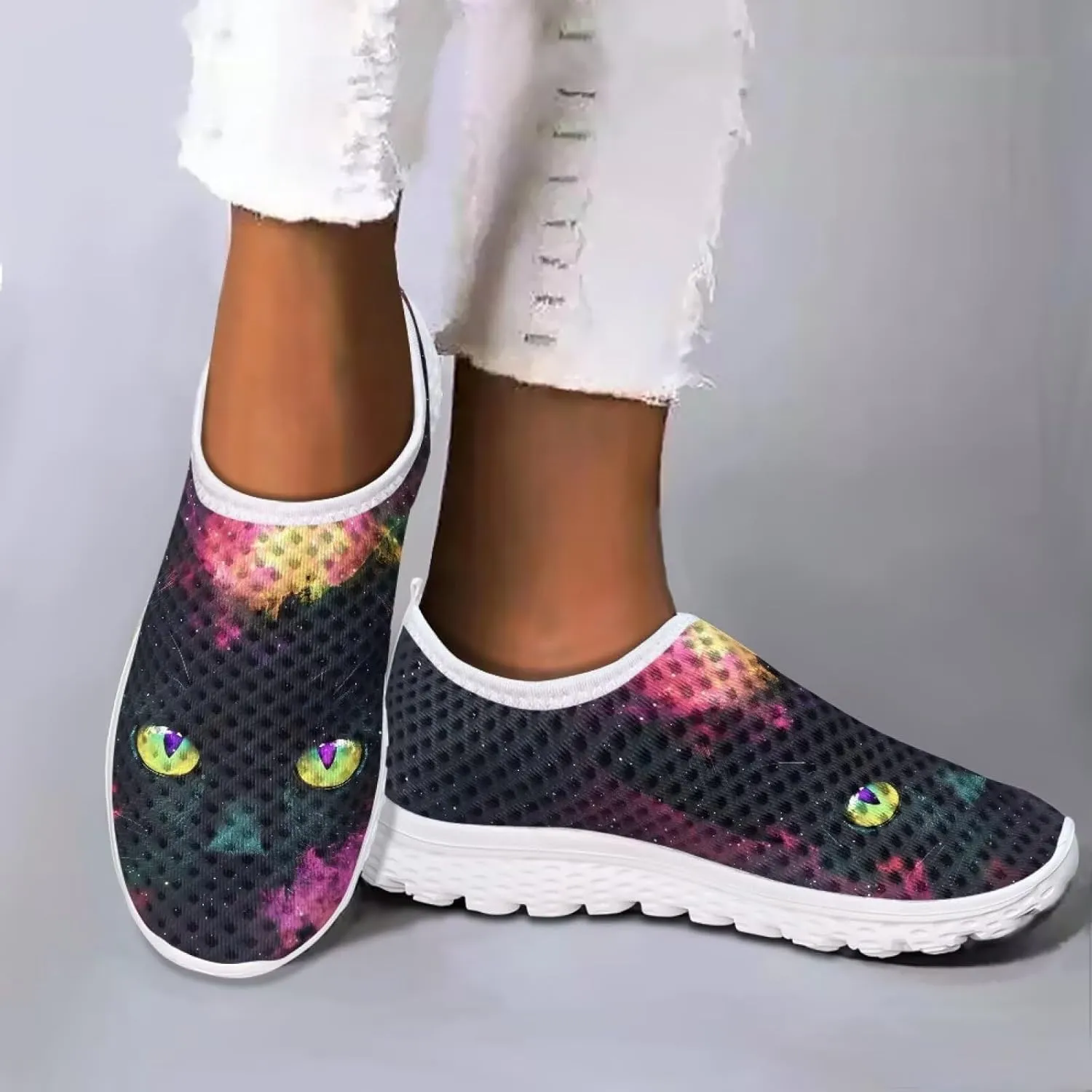 Mesh Slip on Shoes for Women: Casual Walking Shoe Non Slip Comfort Fashion Tennis Shoes Lightweight Sneaker for Work