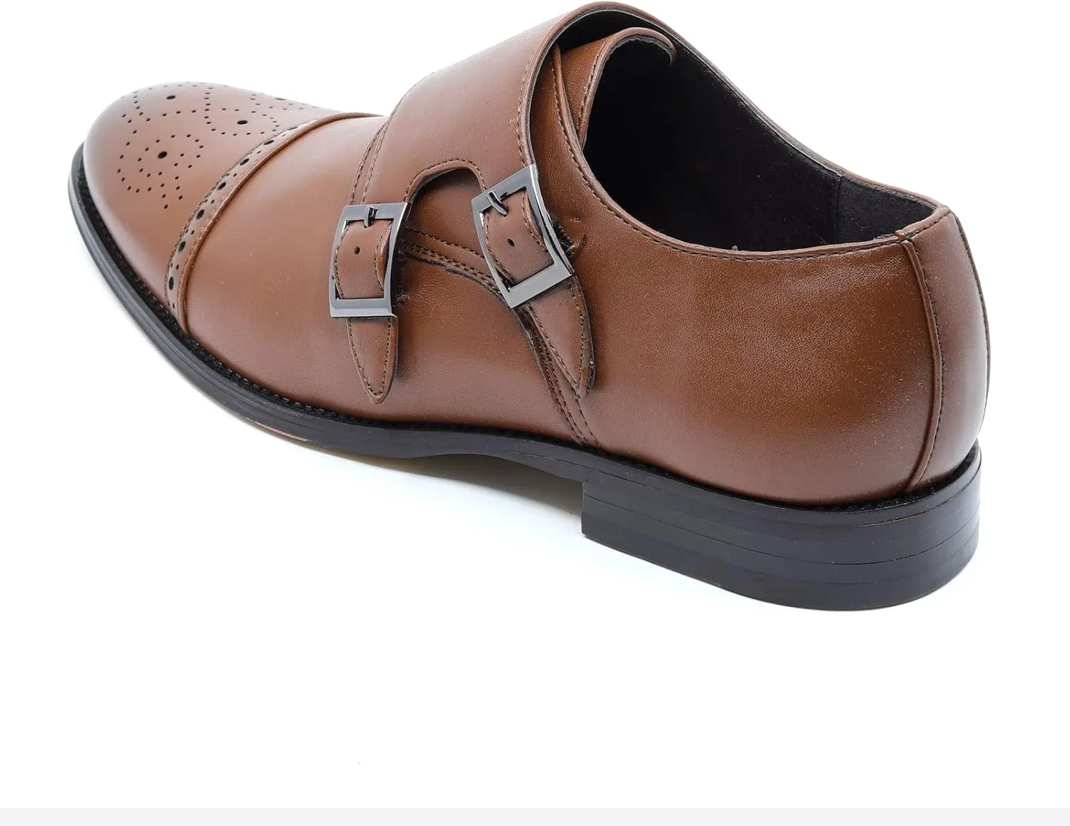 Metrocharm MC300 Men's Double Monk Strap Cap Toe Slip On Loafers Dress Shoes