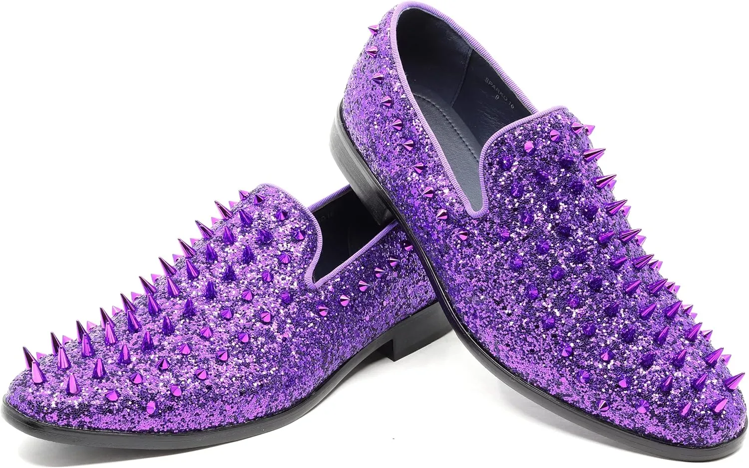 Metrocharm Men's Fashion Sparkly Smoking Spike Sequin Dress Tuxedo Loafers Slip On Shoes SM-16