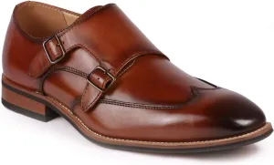 Metrocharm ML-1004 Leather Men's Double Monk Strap Wing Tip Slip On Loafers