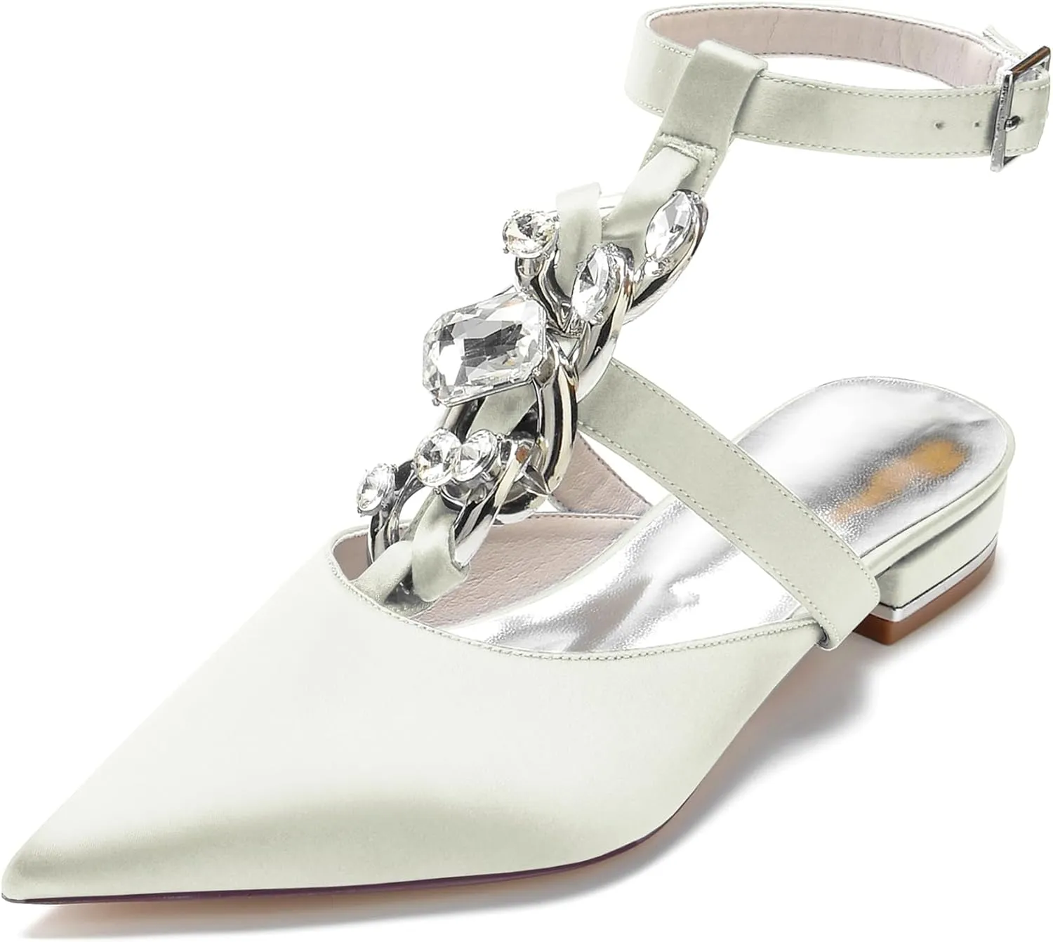 Minishion Evening Flats Shoes Women Slingback Ankle Strap Bridal Wedding Party Pumps Mules BR187