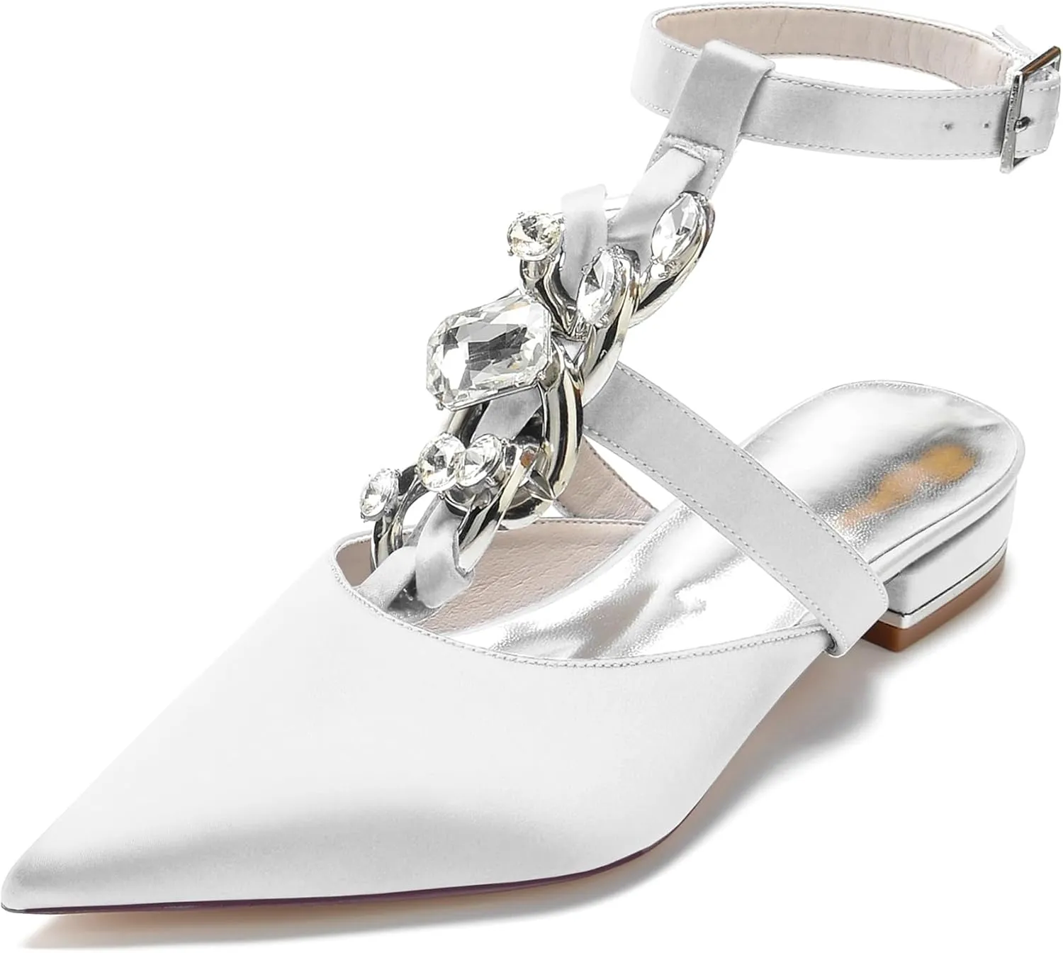 Minishion Evening Flats Shoes Women Slingback Ankle Strap Bridal Wedding Party Pumps Mules BR187
