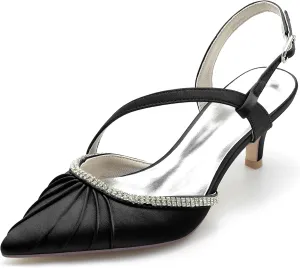 Minishion Womens Dress Shoes for Wedding Guest Slingback Closed Toe Evening Pumps Mules BR036
