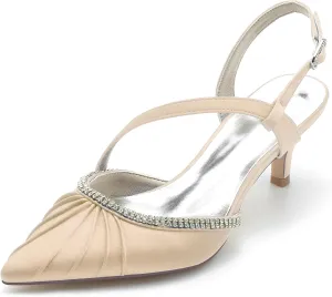 Minishion Womens Dress Shoes for Wedding Guest Slingback Closed Toe Evening Pumps Mules BR036