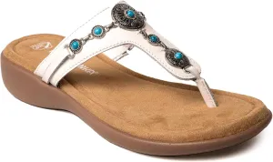 Minnetonka Brenn - Double Band Slide Sandals for Women Handcrafted with Classic Slip-On Silhouette Design, Padded Rubber Soles, and Metal Accents and Ornaments