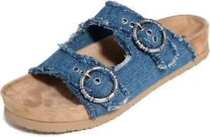 Minnetonka Georgine – Women’s Two Strap Sandals with Two Buckle Adjustable Straps, Metal Accents, and Microfiber Lining