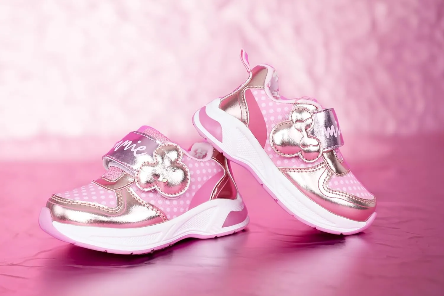 Minnie Mouse Kids Sneakers Girls with Hook and Loop Closure