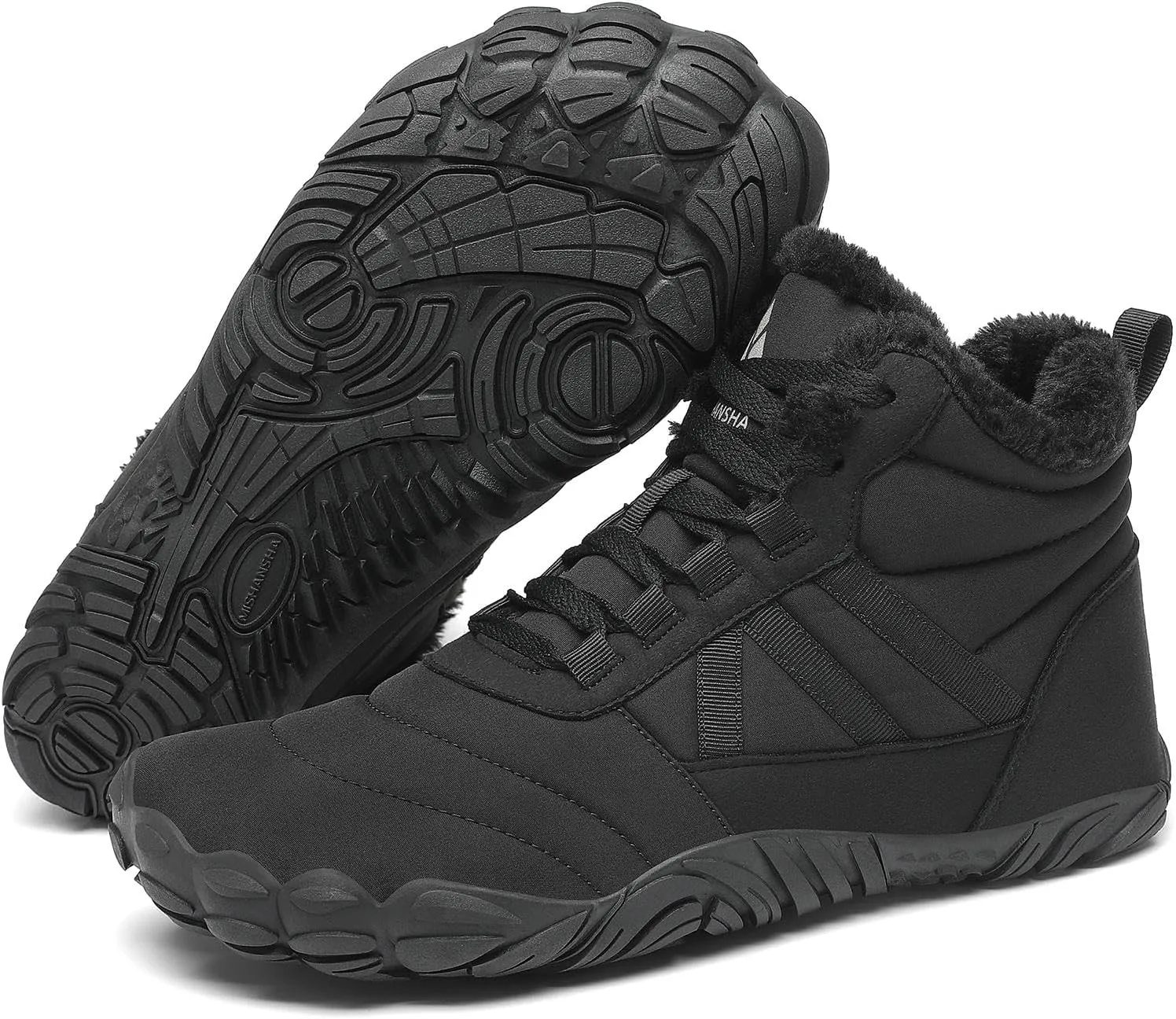 Mishansha Mens Womens Winter Barefoot Shoes Wide Toe Box Winter Boots Warm Lined Zero Drop Sole