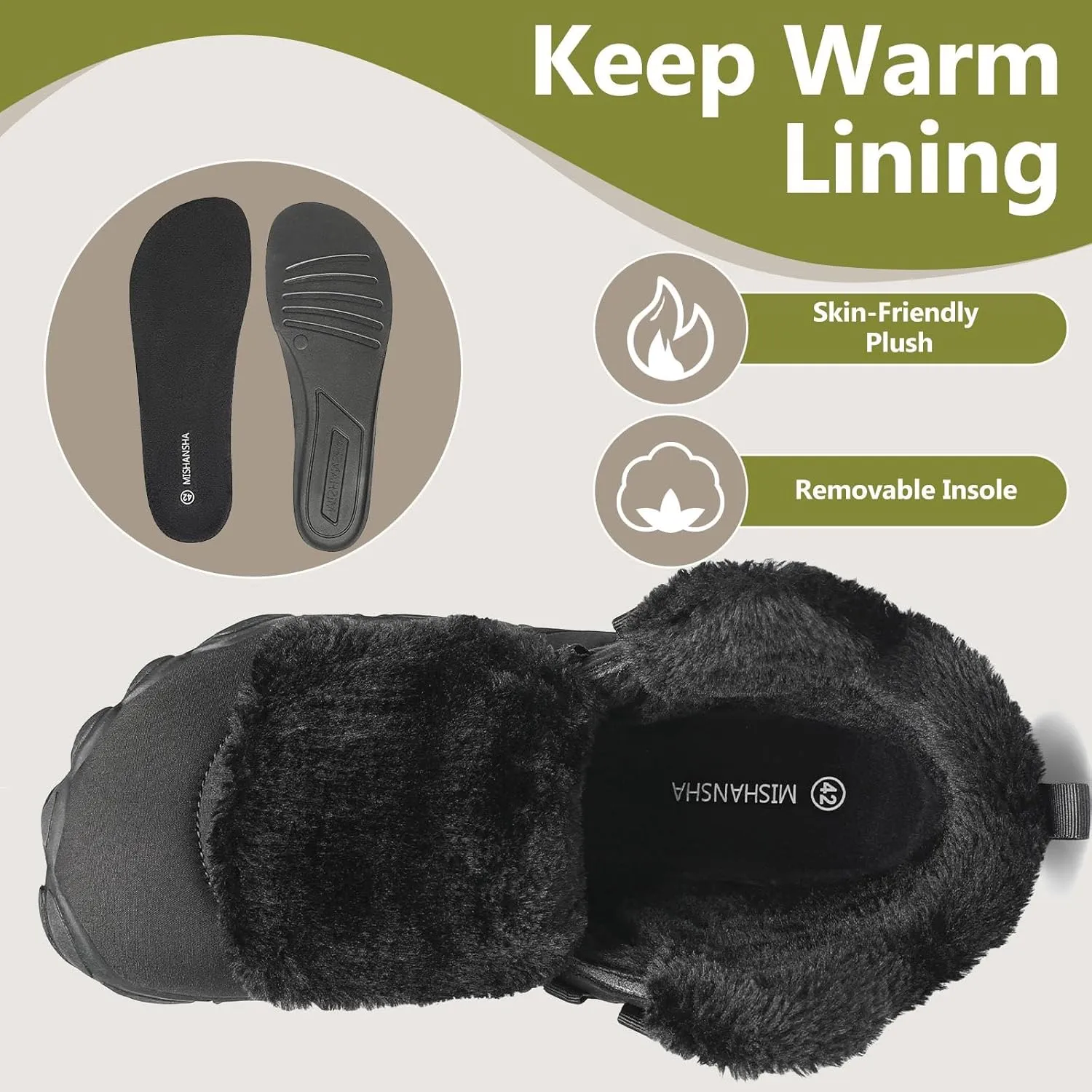 Mishansha Mens Womens Winter Barefoot Shoes Wide Toe Box Winter Boots Warm Lined Zero Drop Sole