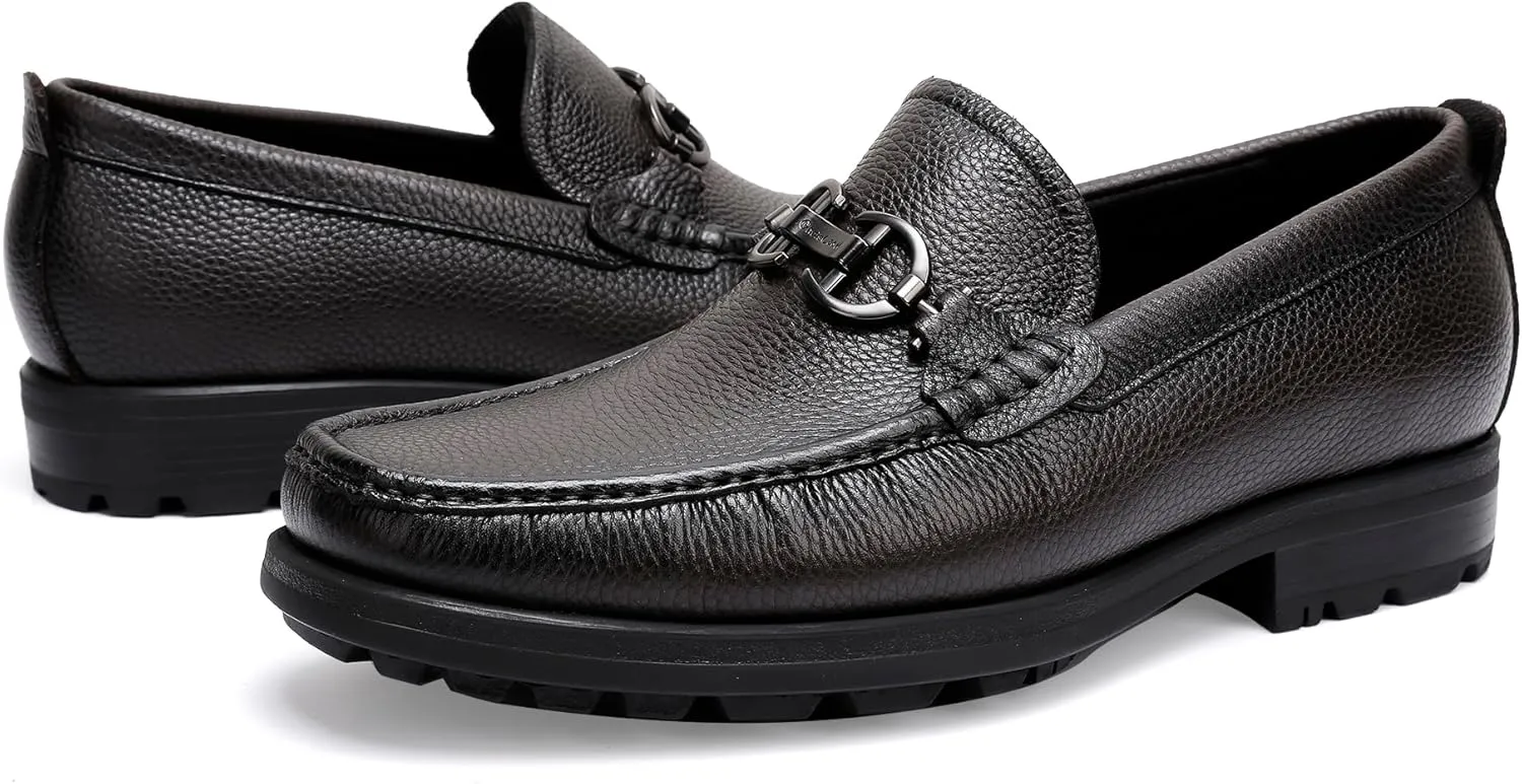 Mokilife Men's Loafers Outlet, Leather Chunky Dress Shoes Formal Loafers Slip on Penny for Men