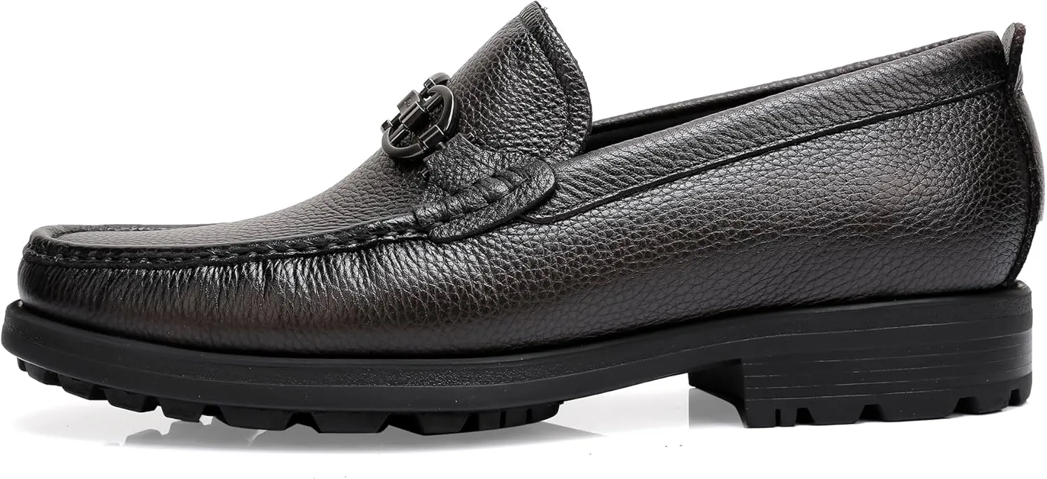 Mokilife Men's Loafers Outlet, Leather Chunky Dress Shoes Formal Loafers Slip on Penny for Men