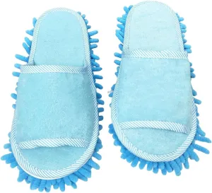 Mop Slippers Cleaning Sandals, for Floor Polishing Dusting Mop Slippers Water Absorption Good Easy Clean Hair Dust Stains (Blue)