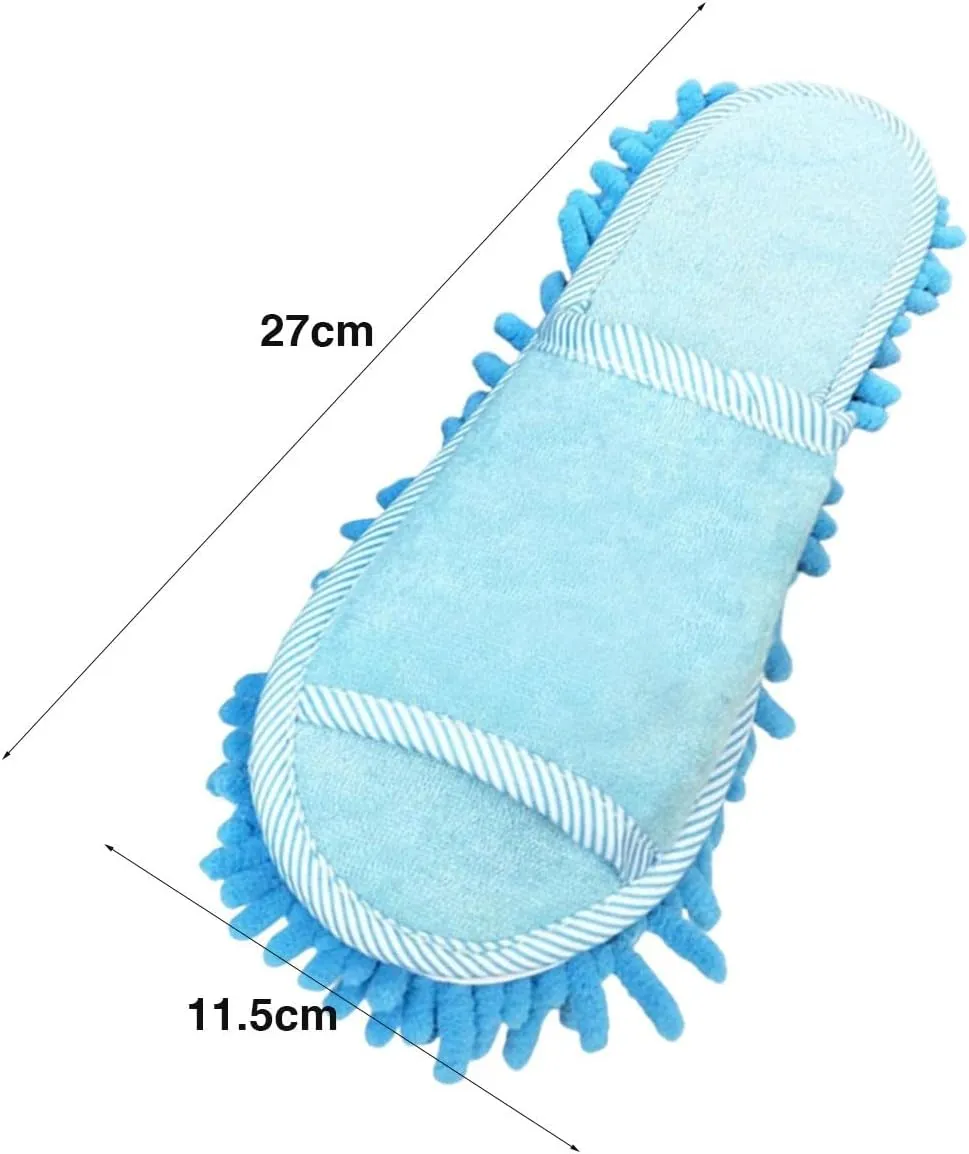 Mop Slippers Cleaning Sandals, for Floor Polishing Dusting Mop Slippers Water Absorption Good Easy Clean Hair Dust Stains (Blue)