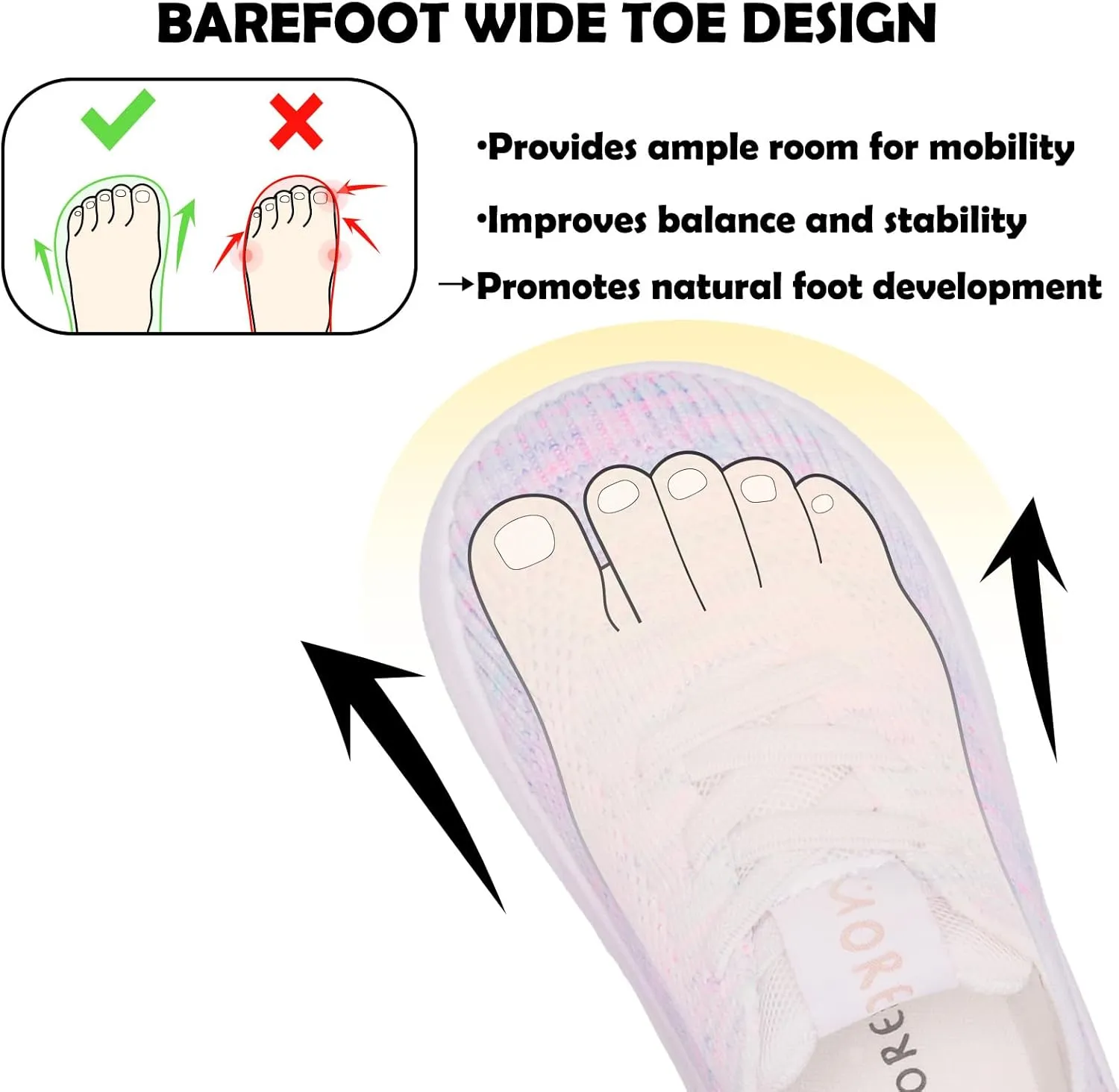 MORENDL Toddler Wide Toe Box Barefoot Shoes Baby First Walking Shoes Boys Girls Non-Slip Zero Drop Minimalist Sneakers