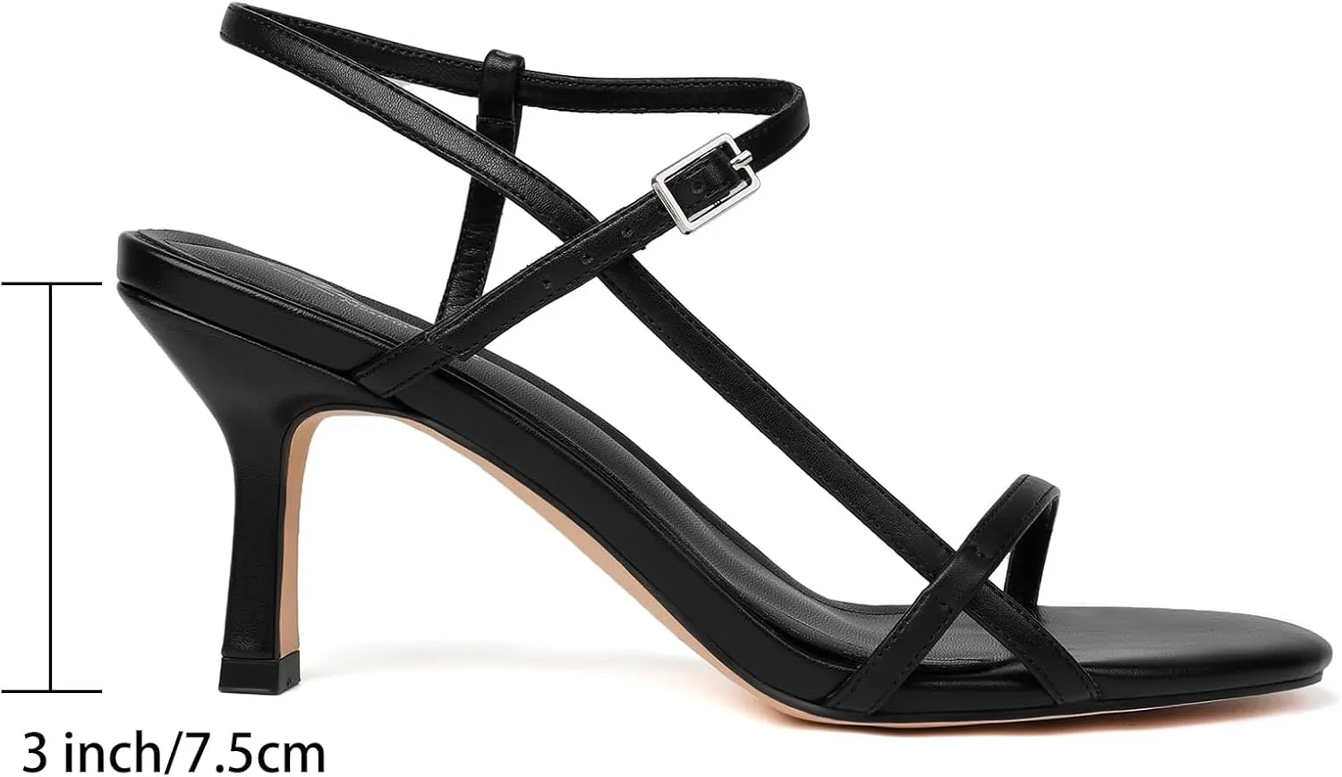 Mostrin Heels for Women Strappy Sandals Square Open Toe High Heel Sandals Ankle Strap Stiletto Heels for Party Wedding