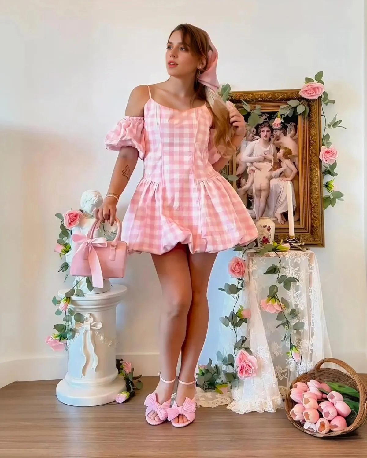 MUCCCUTE Women's Bow Knot Heeled Sandals Ankle Buckle Strap Chunky Heeled Open-toe Comfortable Wedding Party Fashion Heeled