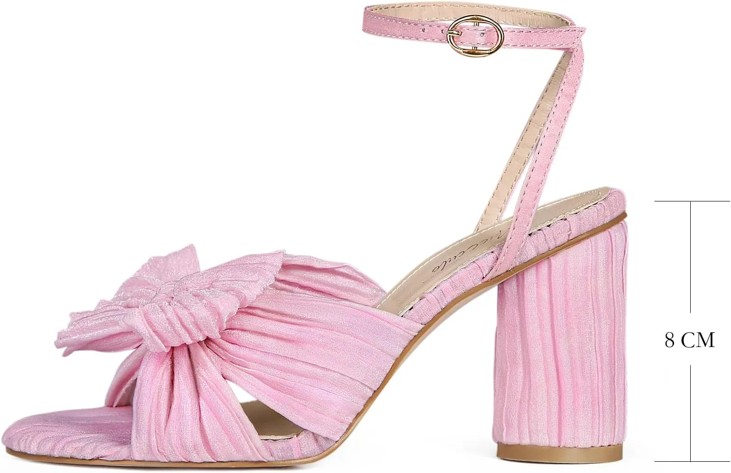 MUCCCUTE Women's Bow Knot Heeled Sandals Ankle Buckle Strap Chunky Heeled Open-toe Comfortable Wedding Party Fashion Heeled