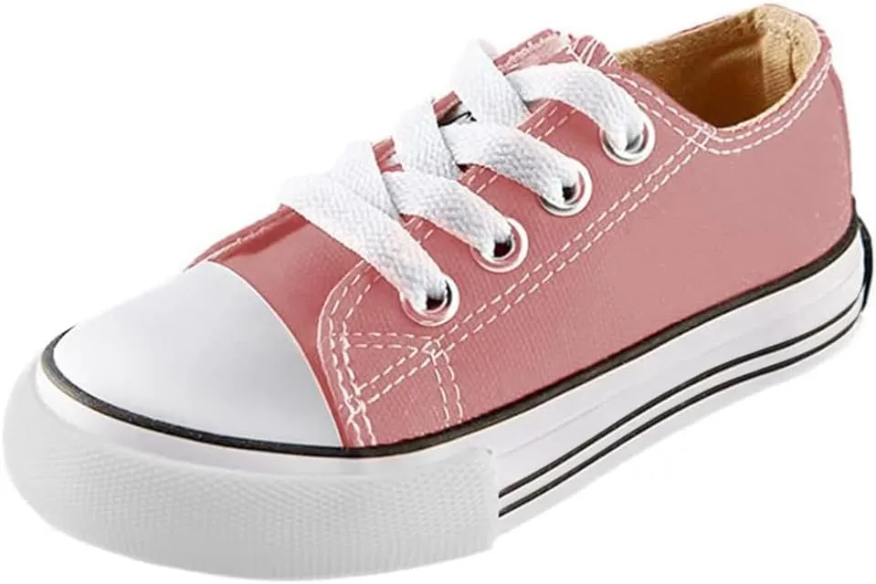 Mvlsoct Boys and Girl Low Top Canvas Kids Lace up Sneakers