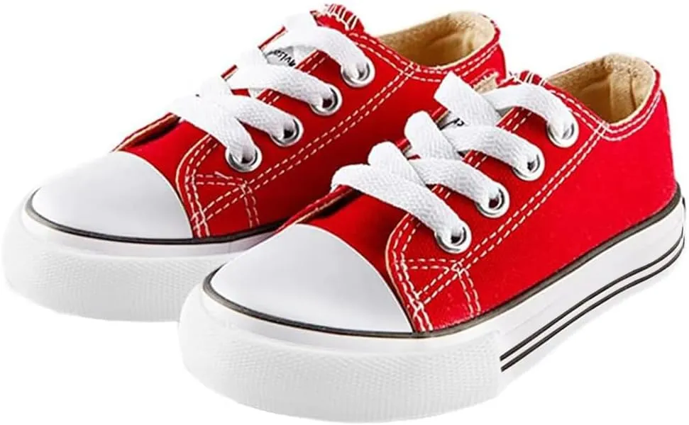 Mvlsoct Boys and Girl Low Top Canvas Kids Lace up Sneakers