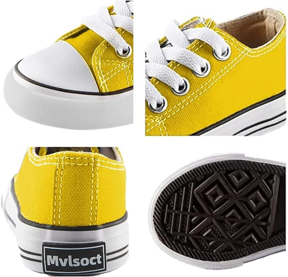 Mvlsoct Boys and Girl Low Top Canvas Kids Lace up Sneakers