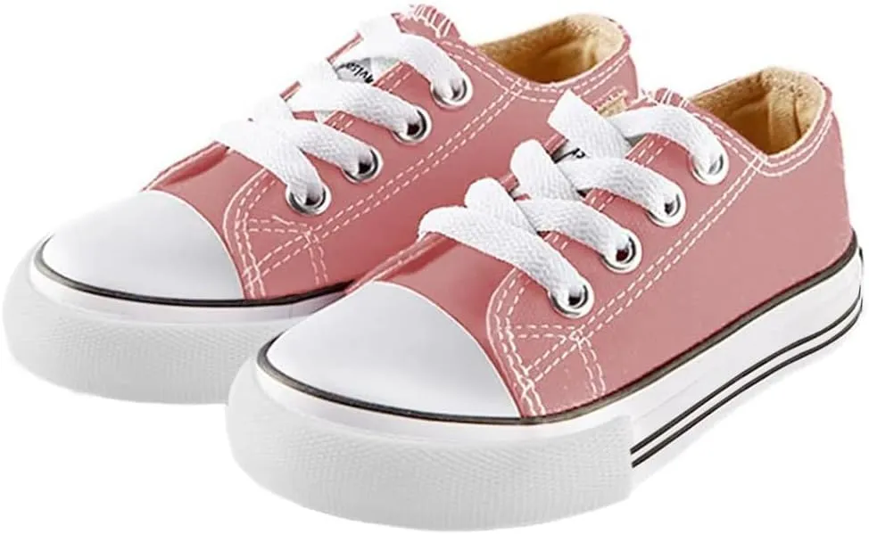 Mvlsoct Boys and Girl Low Top Canvas Kids Lace up Sneakers