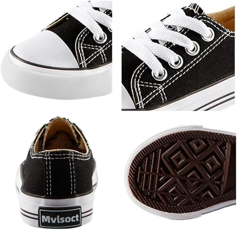 Mvlsoct Boys and Girl Low Top Canvas Kids Lace up Sneakers