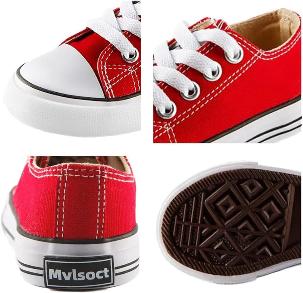 Mvlsoct Boys and Girl Low Top Canvas Kids Lace up Sneakers